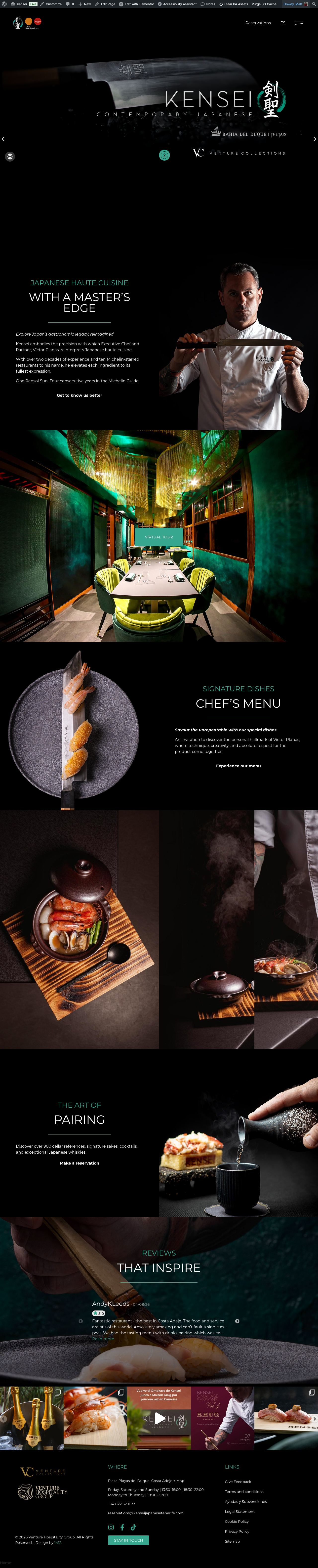 Kensei Tenerife real desktop website detail