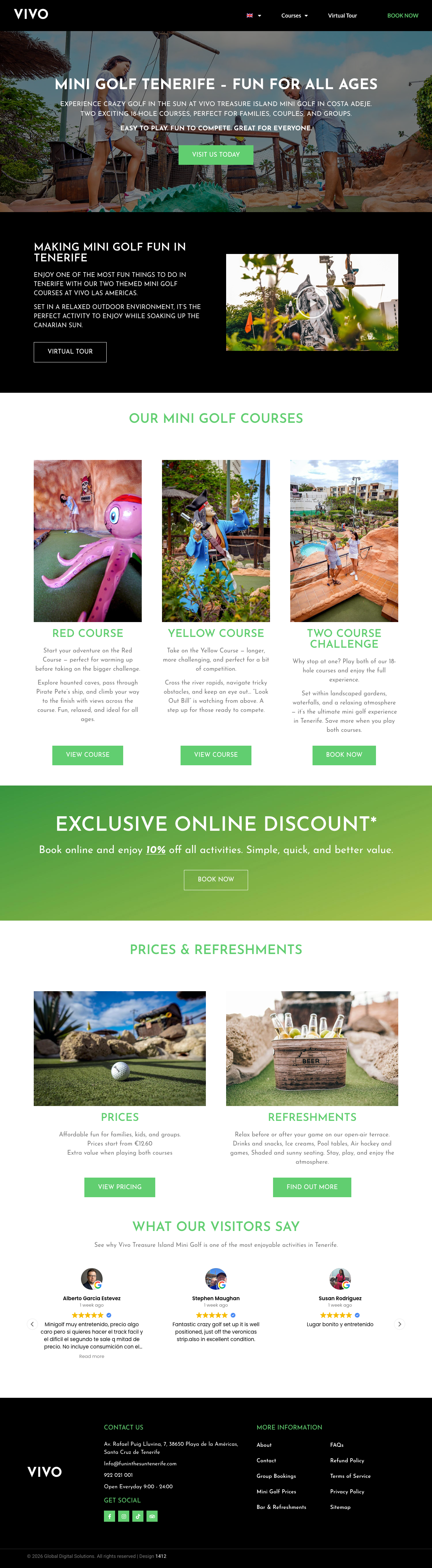 Vivo Mini Golf Tenerife desktop website design
